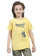 Boys Yellow Printed Round Neck Half Sleeve T-Shirt