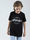 Boys Black Printed Round Neck Half Sleeve T-Shirt