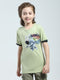 Boys Green Printed Round Neck Half Sleeve T-Shirt