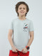 Boys Grey Printed Round Neck Half Sleeve T-Shirt