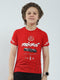 Boys Red Printed Round Neck Half Sleeve T-Shirt