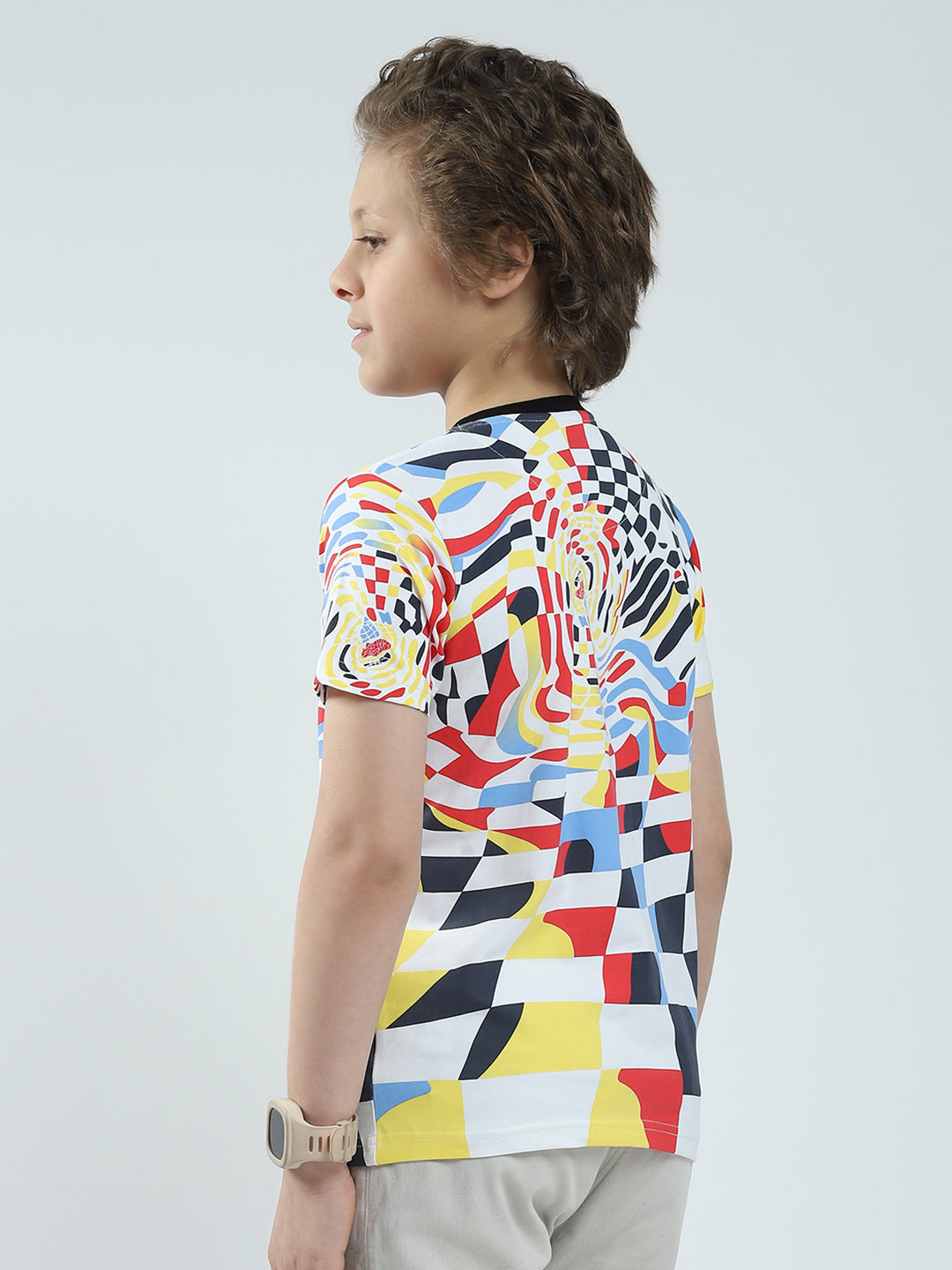 Boys Multicolor Printed Round Neck Half Sleeve T-Shirt