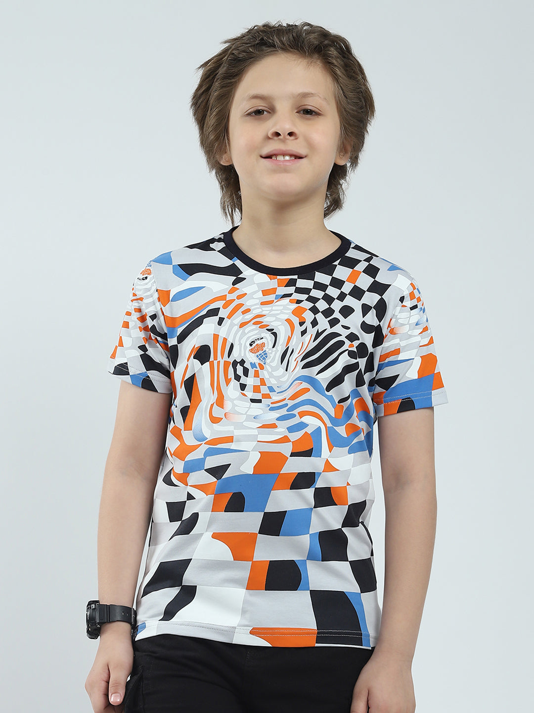Boys Multicolor Printed Round Neck Half Sleeve T-Shirt