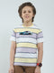 Boys Grey & Yellow Stripe Round Neck Half Sleeve T-Shirt