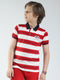 Boys Red Stripe Collar Half Sleeve T-Shirt