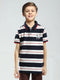 Boys Navy Blue Stripe Collar Half Sleeve T-Shirt