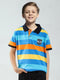 Boys Blue Stripe Collar Half Sleeve T-Shirt