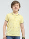 Boys Yellow Printed Collar Half Sleeve T-Shirt