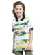 Boys White Printed Collar Half Sleeve T-Shirt