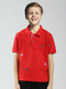 Boys Red Printed Collar Half Sleeve T-Shirt