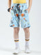 Boys Blue Printed Regular Fit Bermuda