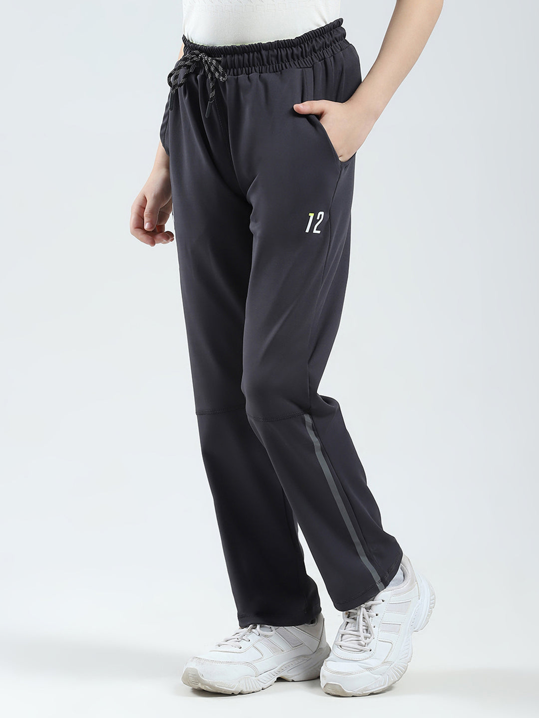 Boys Charcoal Printed Regular Fit Lower