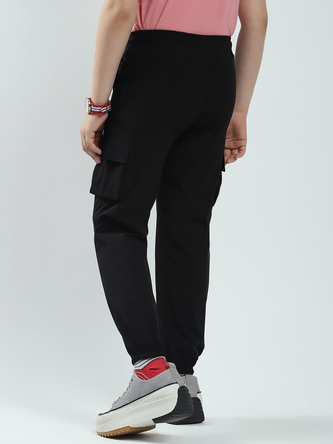 Boys Black Solid Regular Fit Lower