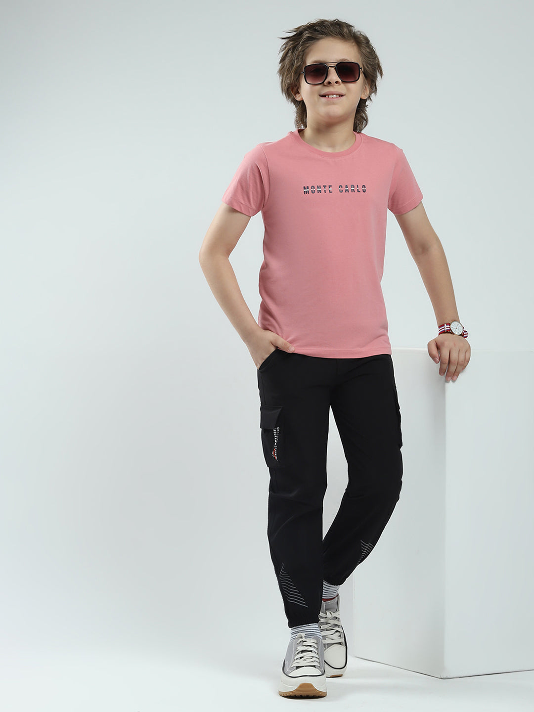 Boys Black Solid Regular Fit Lower