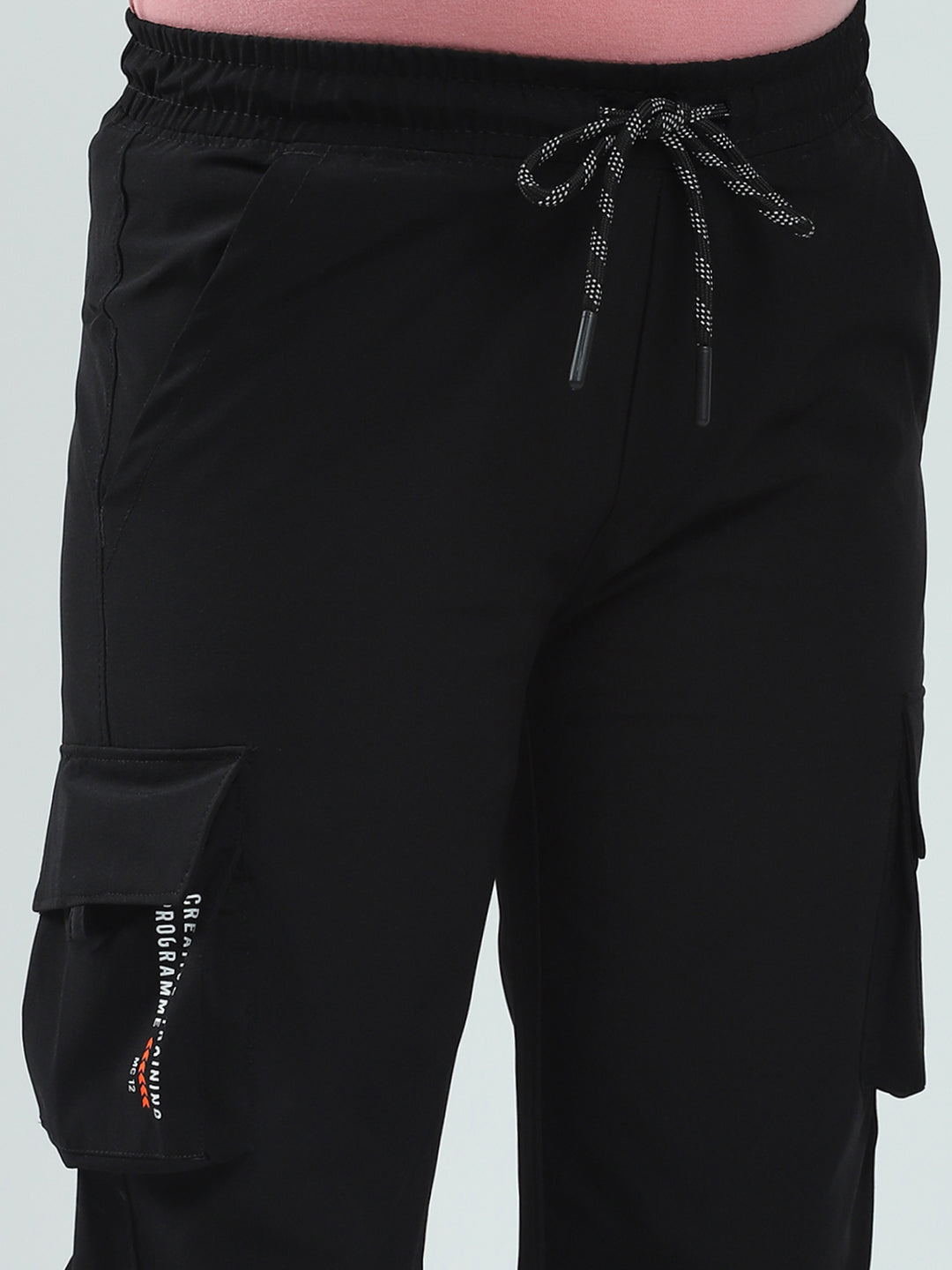 Boys Black Solid Regular Fit Lower