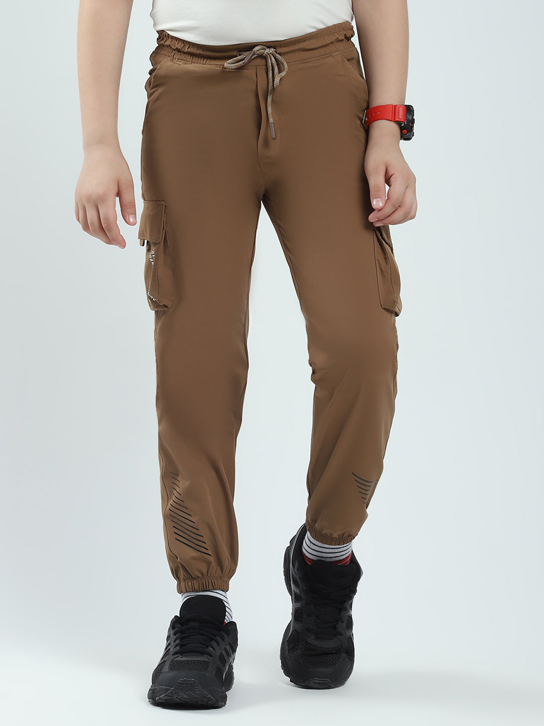 Boys Brown Solid Regular Fit Lower