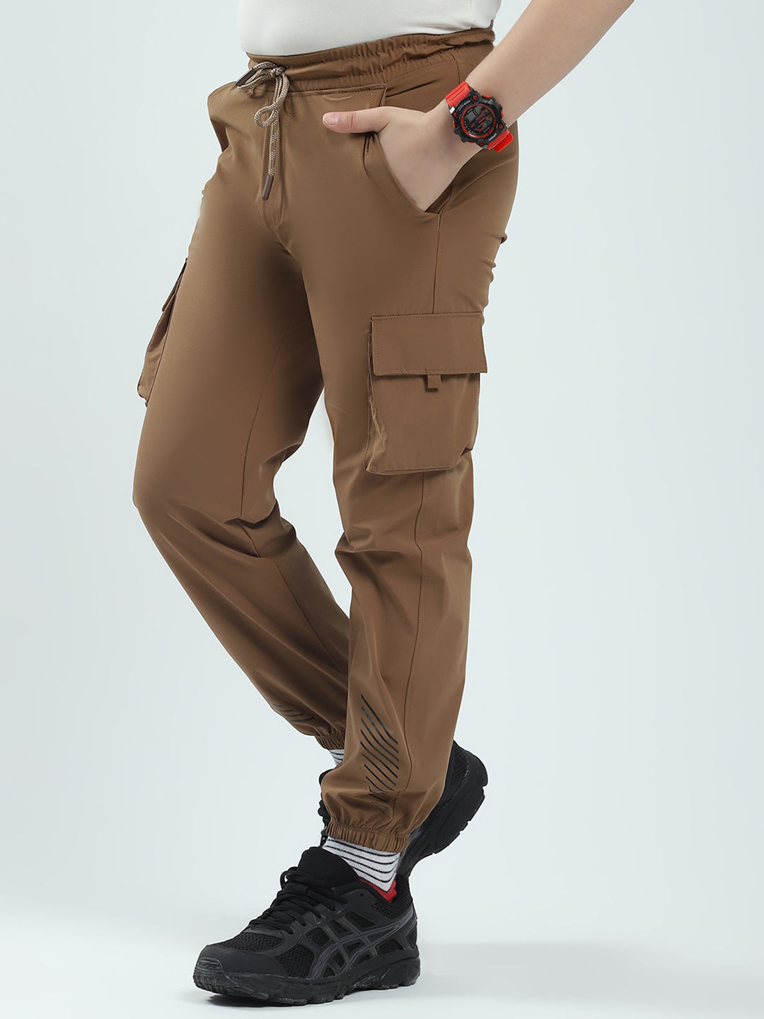 Boys Brown Solid Regular Fit Lower