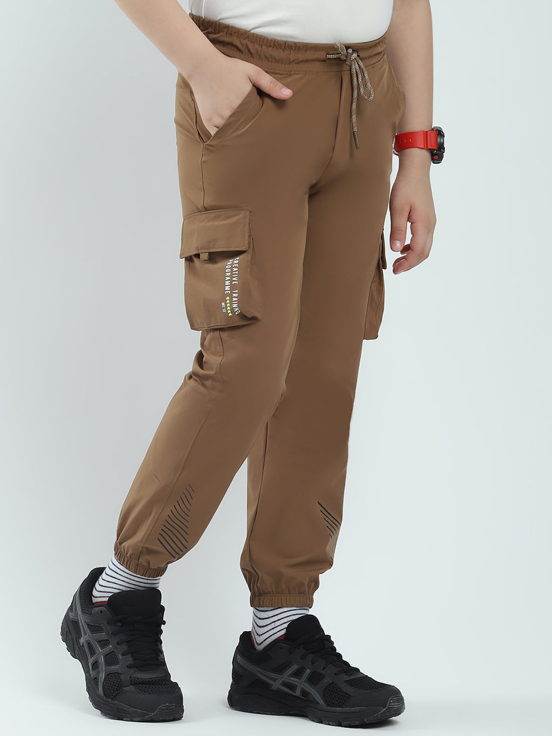 Boys Brown Solid Regular Fit Lower