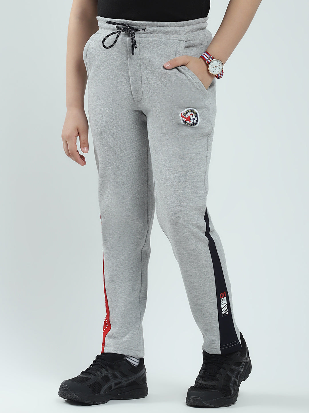 Boys Grey Solid Regular Fit Lower