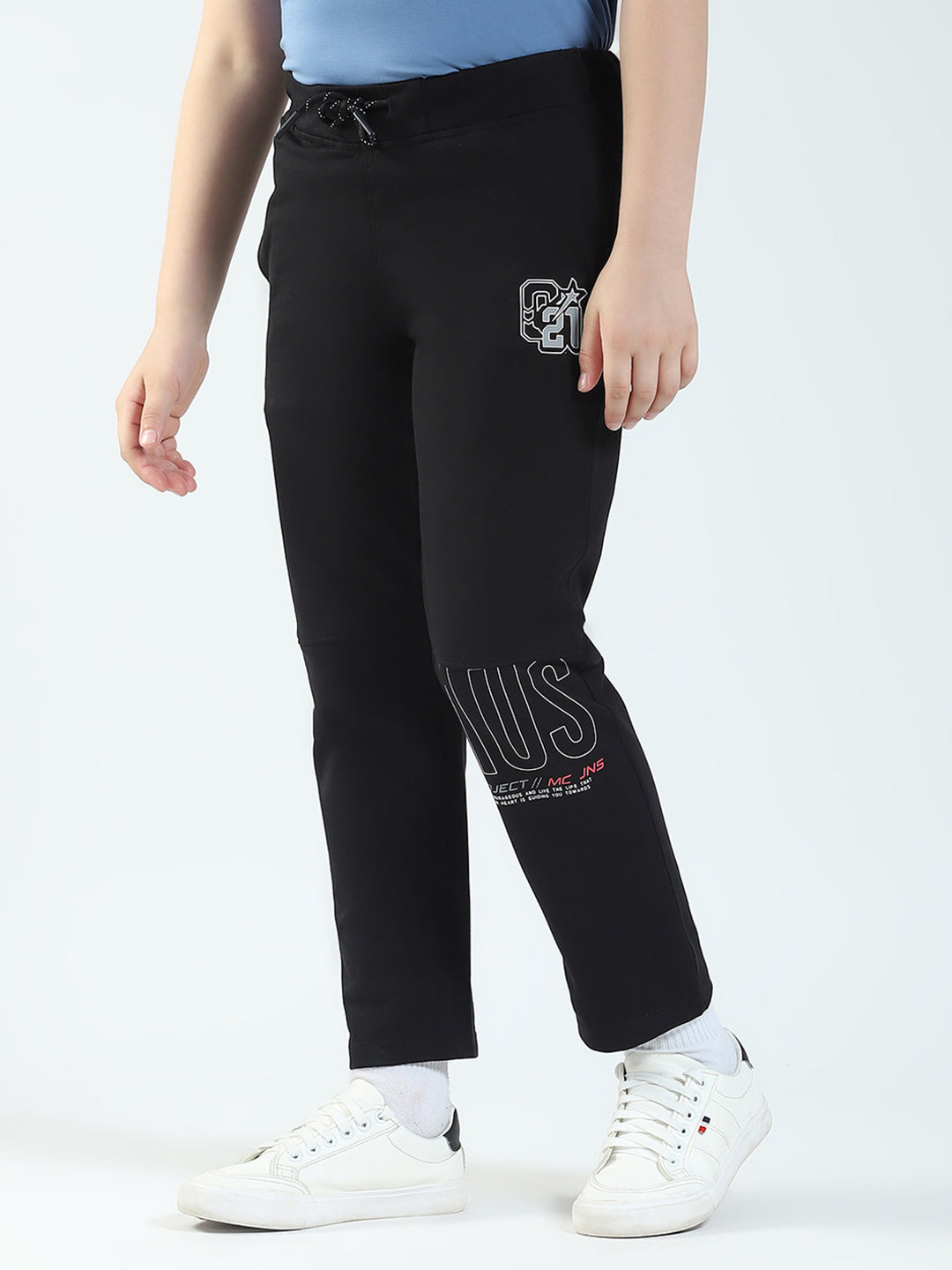 Boys Black Solid Regular Fit Lower
