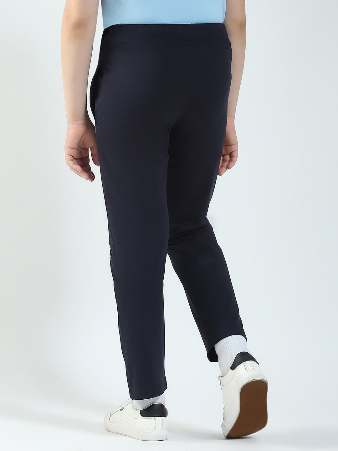 Boys Navy Blue Solid Regular Fit Lower