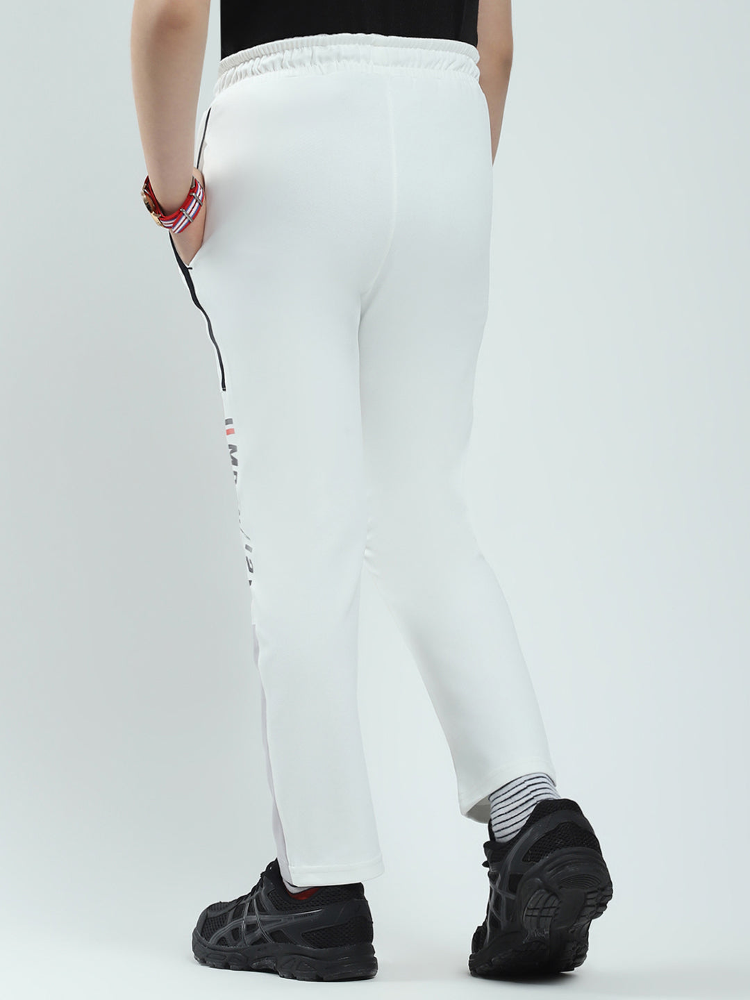 Boys White Solid Regular Fit Lower