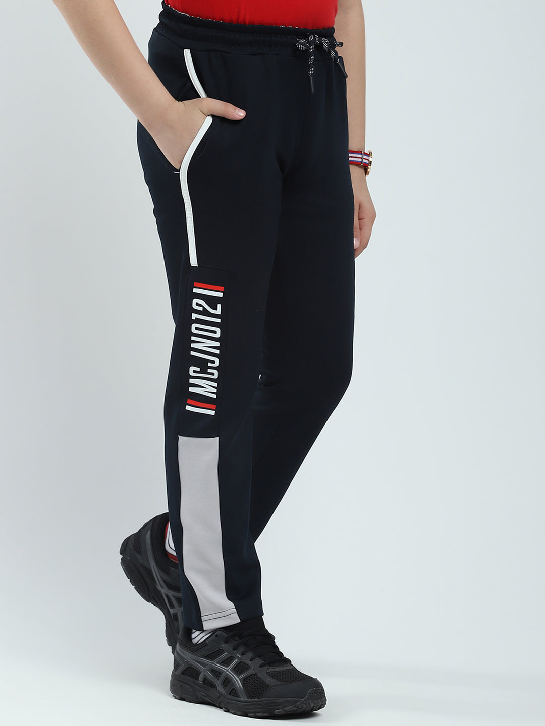 Boys Navy Blue Solid Regular Fit Lower