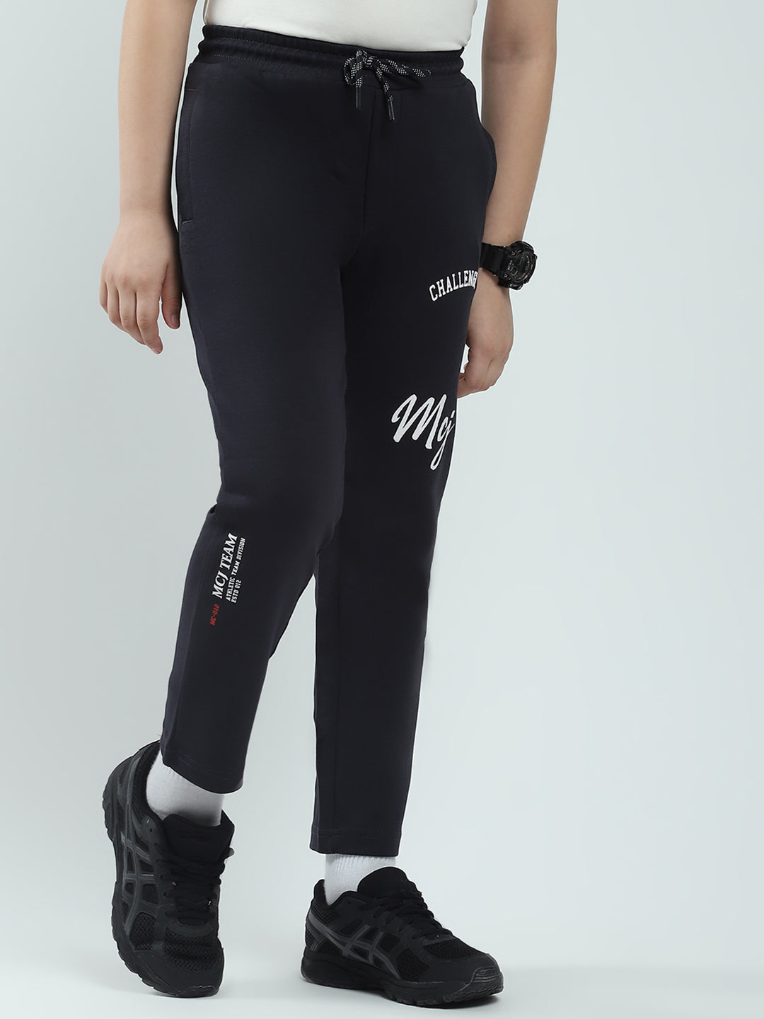 Boys Navy Blue Solid Regular Fit Lower