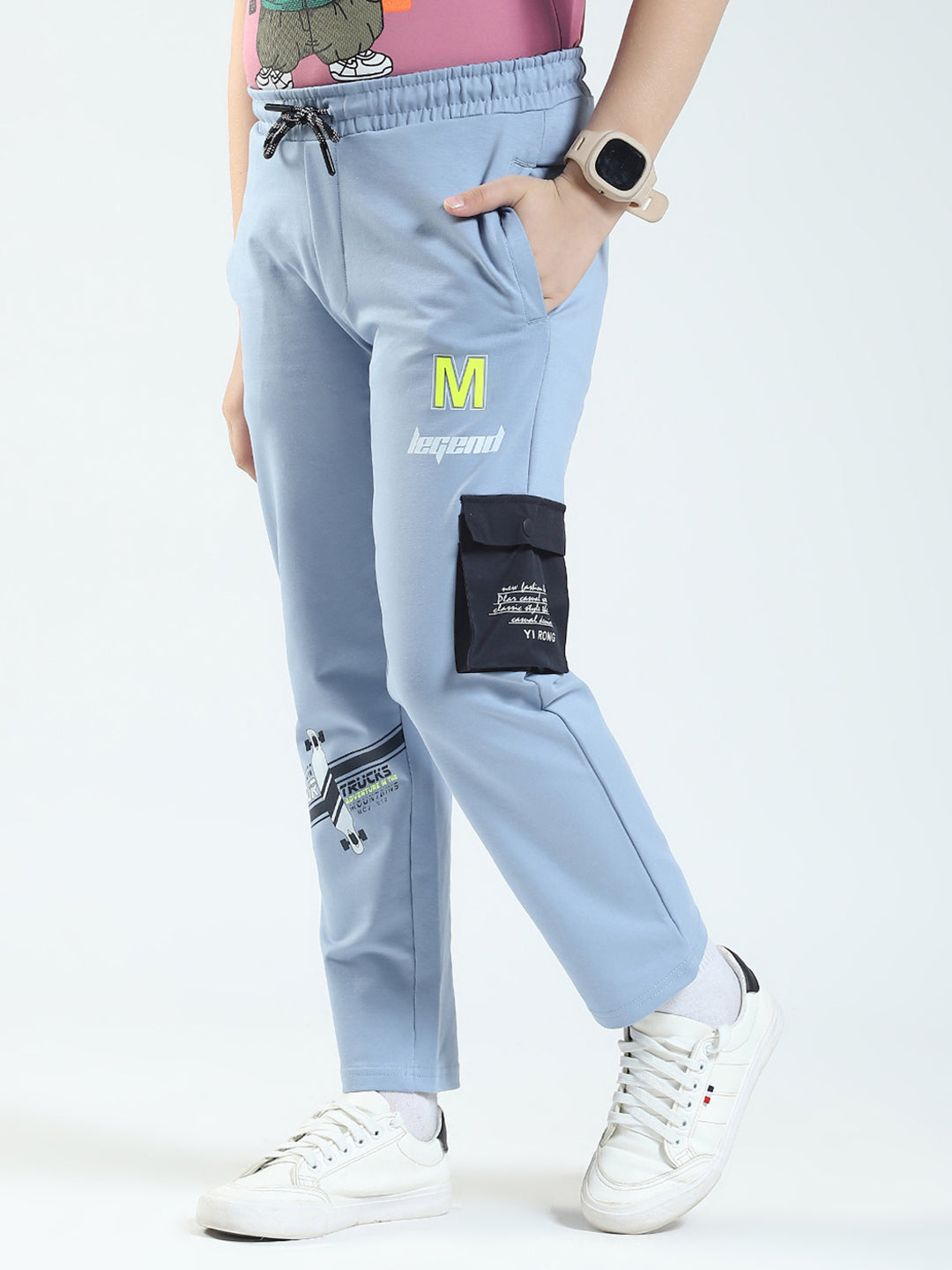 Boys Blue Solid Regular Fit Lower