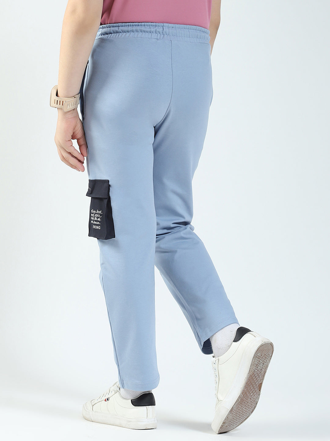 Boys Blue Solid Regular Fit Lower