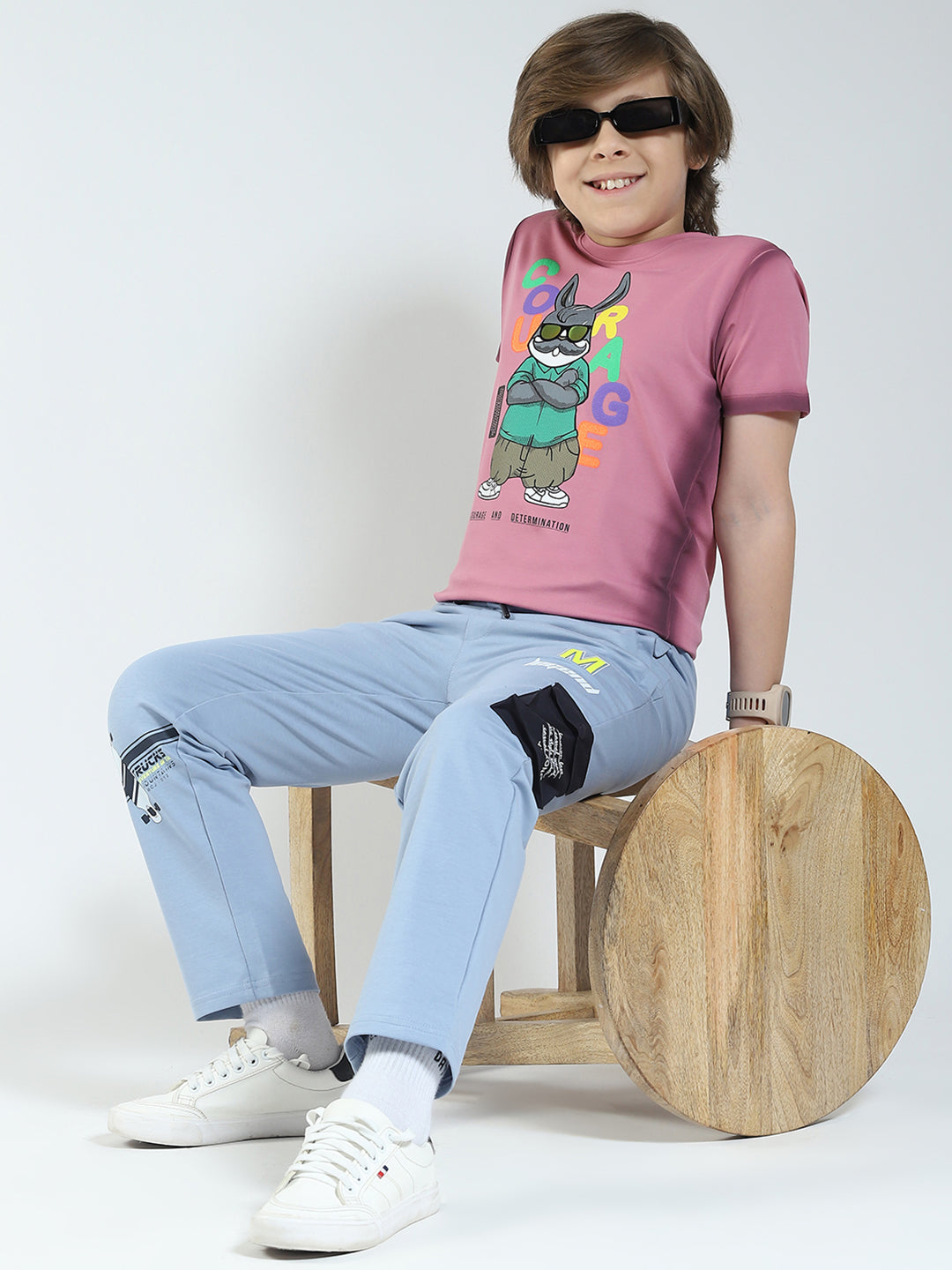 Boys Blue Solid Regular Fit Lower