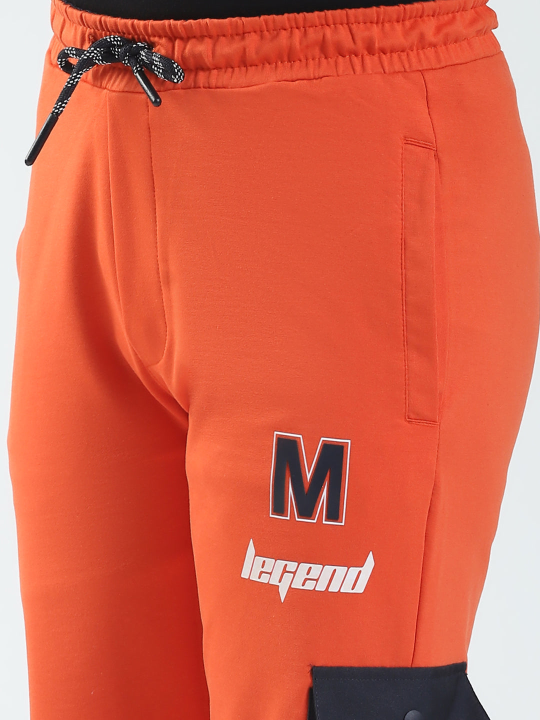 Boys Orange Solid Regular Fit Lower