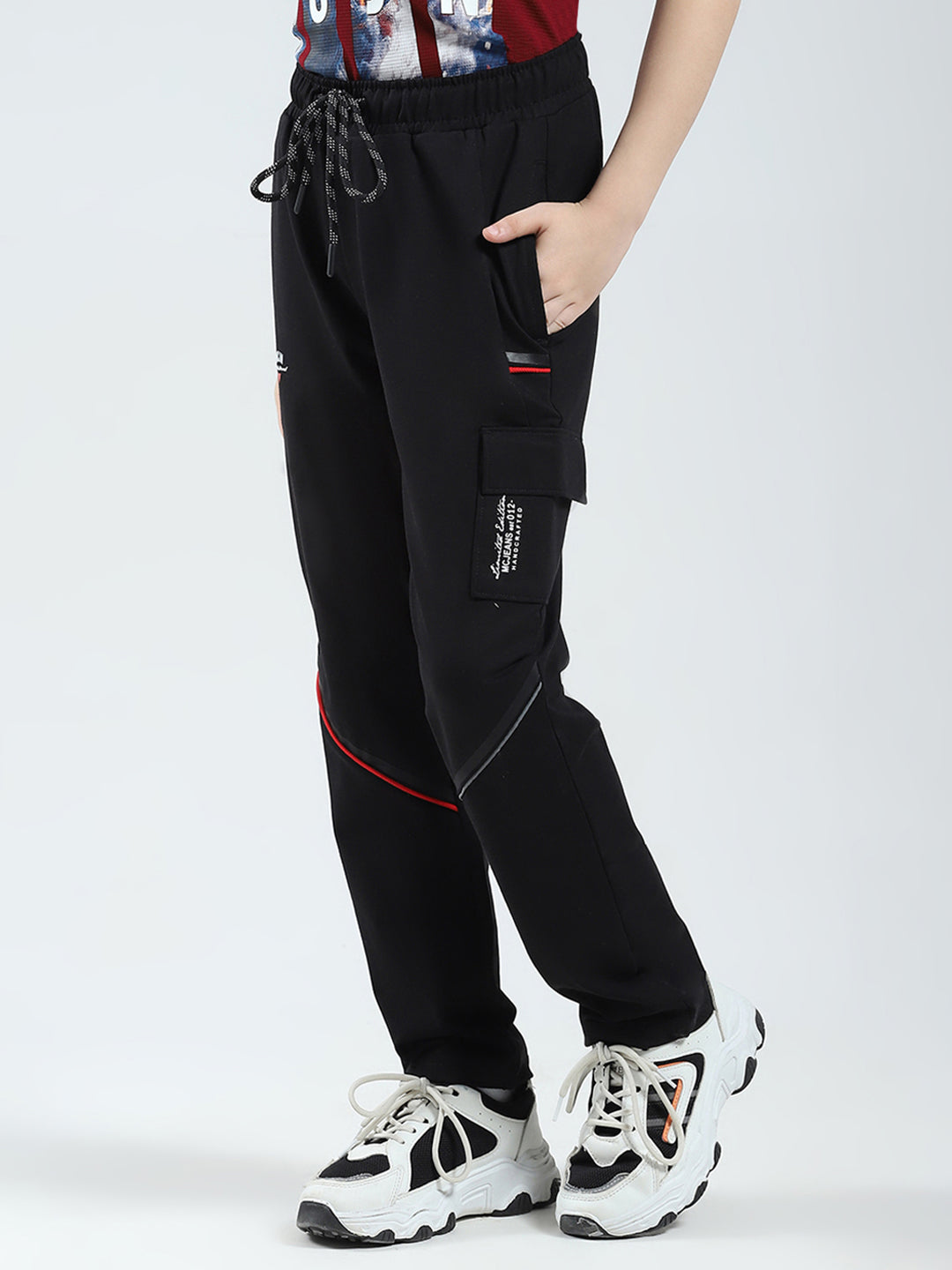 Boys Black Printed Regular Fit Lower