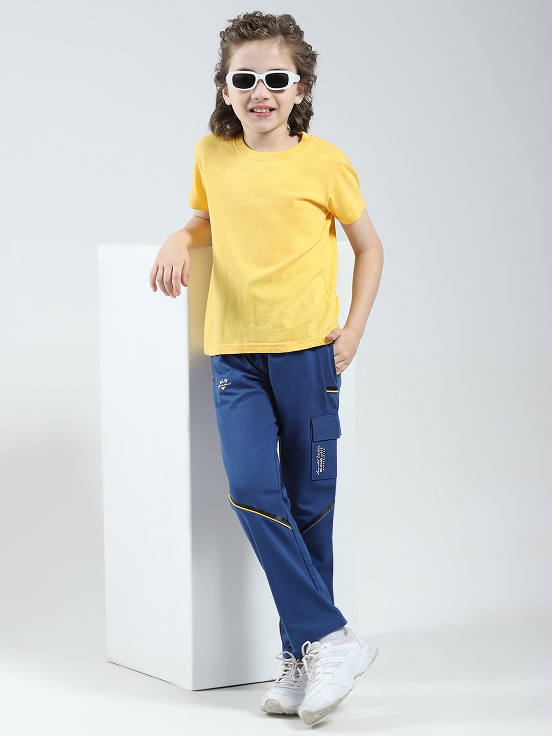 Boys Blue Printed Regular Fit Lower