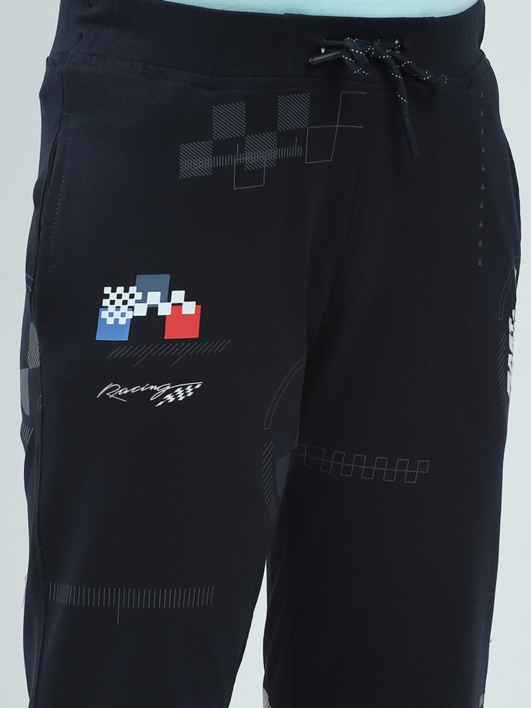 Boys Navy Blue Printed Regular Fit Lower