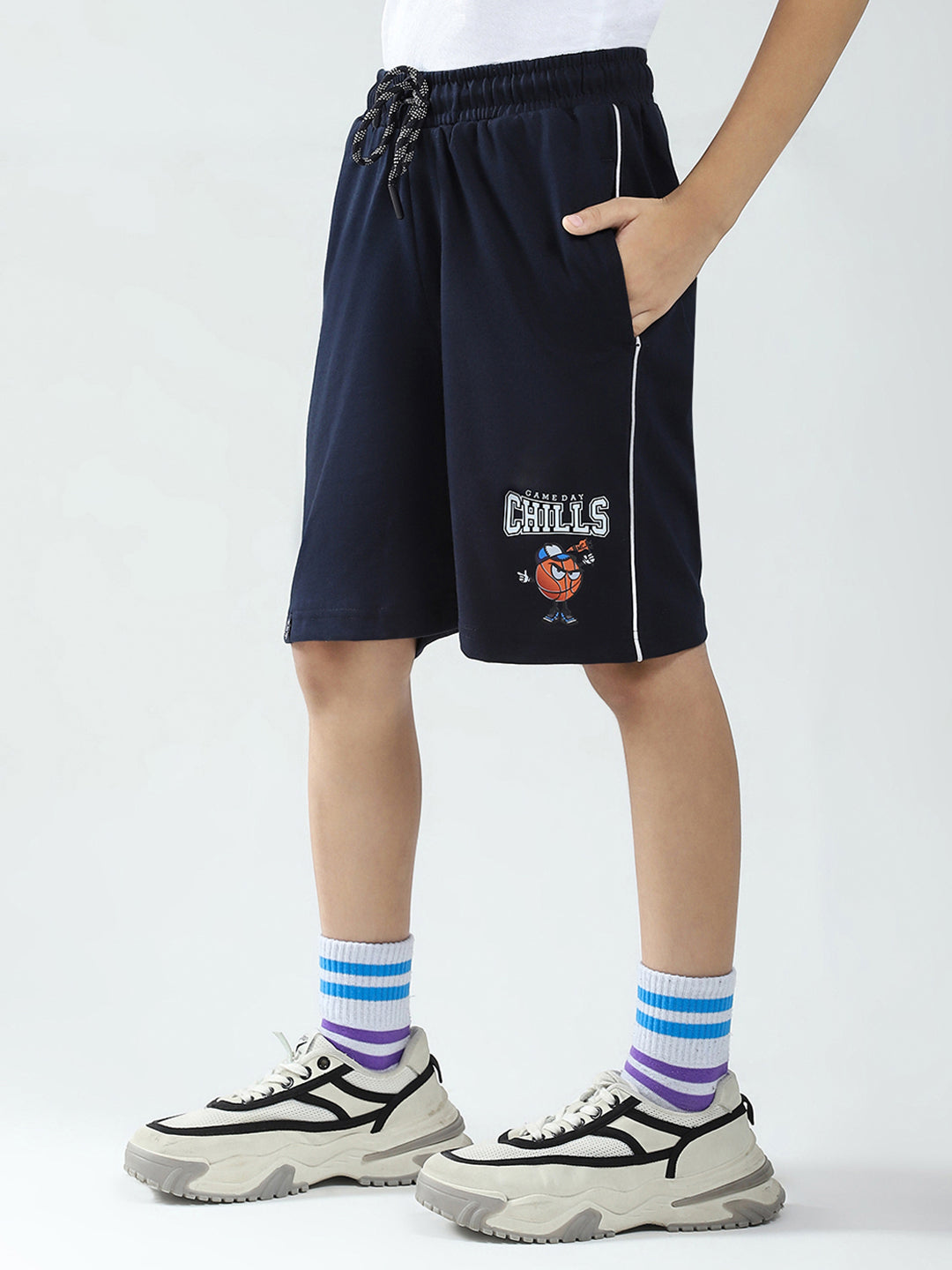 Boys Orange Printed Round Neck Half Sleeve Bermuda Set