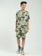 Boys Green Printed Round Neck Half Sleeve Bermuda Set