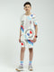 Boys White Printed Round Neck Half Sleeve Bermuda Set