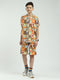 Boys Brown Printed Round Neck Half Sleeve Bermuda Set