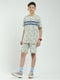 Boys Beige Printed Round Neck Half Sleeve Bermuda Set