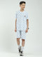 Boys Blue Printed Round Neck Half Sleeve Bermuda Set