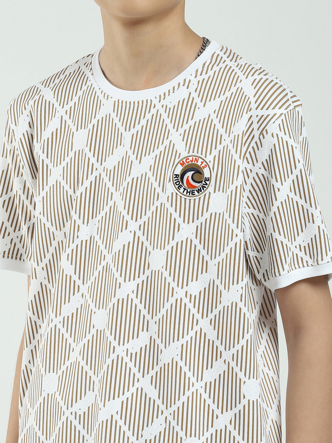 Boys Brown Printed Round Neck Half Sleeve Bermuda Set