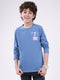 Boys Blue Printed Round Neck Full Sleeve Winter T-Shirt