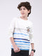 Boys Off White Printed Round Neck Full Sleeve Winter T-Shirt