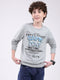 Boys Grey Printed Round Neck Full Sleeve Winter T-Shirt