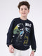 Boys Navy Blue Printed Round Neck Full Sleeve Sweatshirt