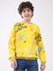 Boys Yellow Printed Round Neck Full Sleeve Sweatshirt