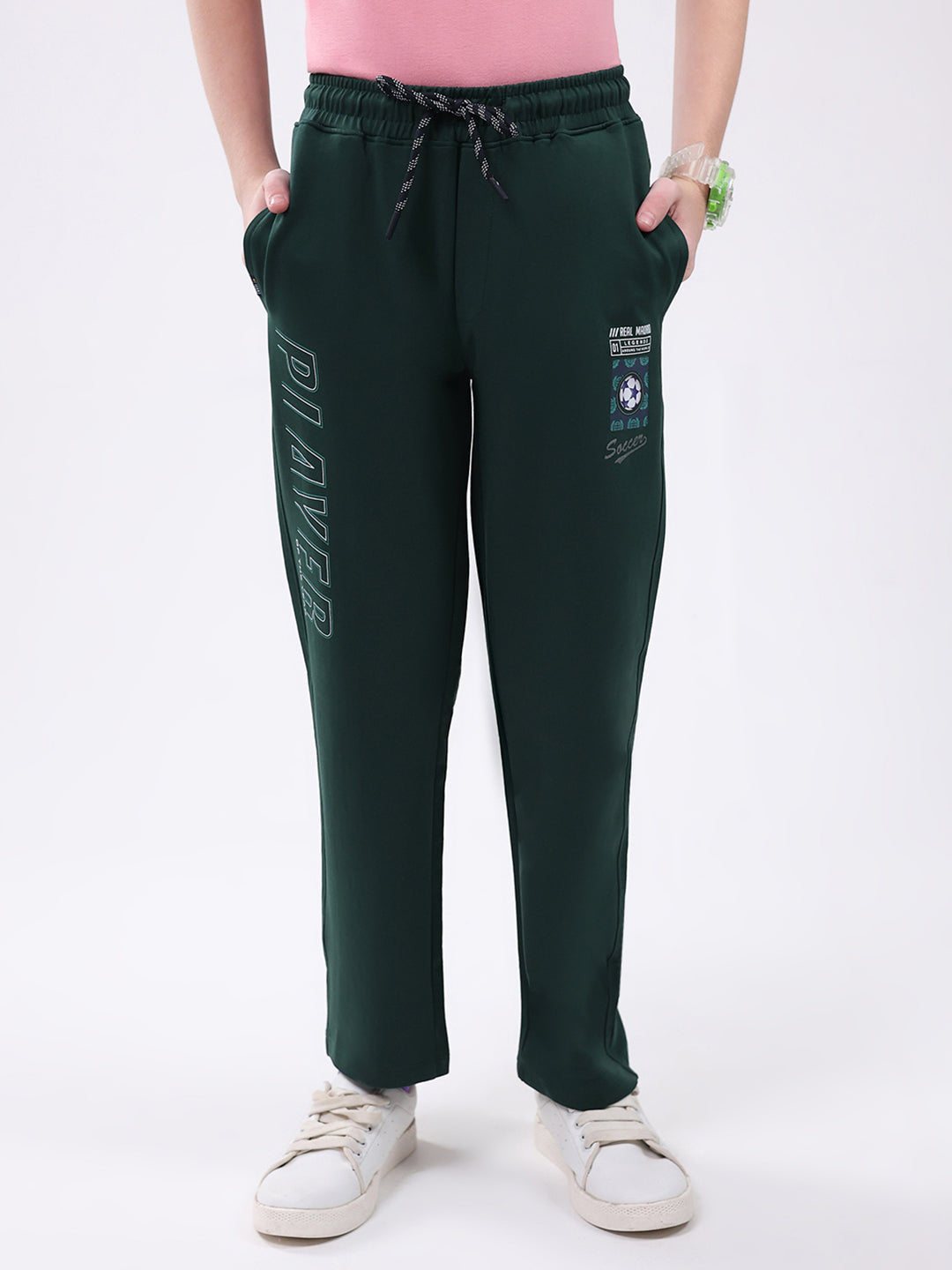 Boys Green Printed Regular Fit Lower