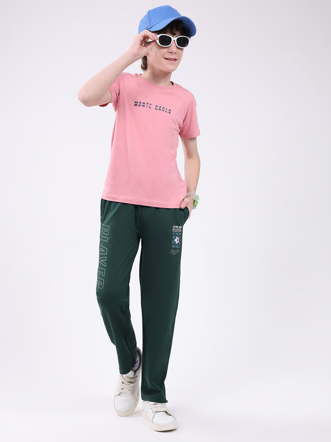 Boys Green Printed Regular Fit Lower