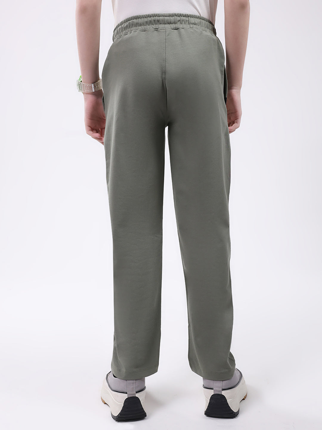 Boys Grey Printed Regular Fit Lower